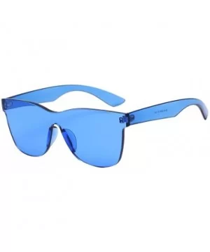 One-piece Oversized Sunglasses Clear Lens Rimless Tinted Unisex (Blue) - C018HOKGCA7 $7.63 Sport