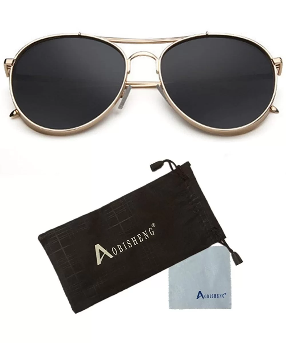 Fashion Aviator Metal Frames Mirror Sunglasses - Gold-black - CM12GYL0P7X $5.54 Aviator