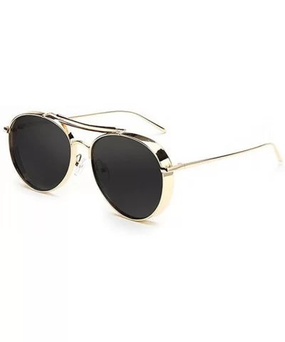 Fashion Aviator Metal Frames Mirror Sunglasses - Gold-black - CM12GYL0P7X $5.54 Aviator