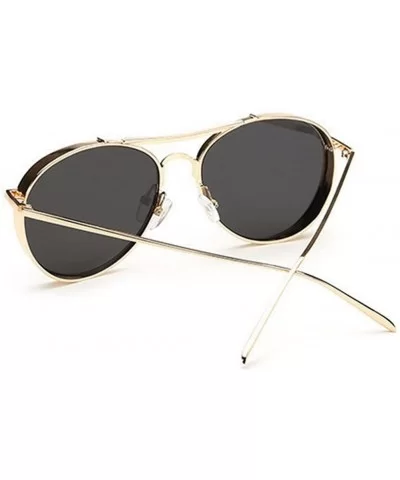 Fashion Aviator Metal Frames Mirror Sunglasses - Gold-black - CM12GYL0P7X $5.54 Aviator