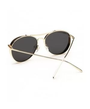 Fashion Aviator Metal Frames Mirror Sunglasses - Gold-black - CM12GYL0P7X $5.54 Aviator