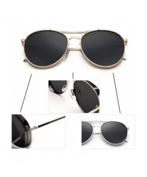 Fashion Aviator Metal Frames Mirror Sunglasses - Gold-black - CM12GYL0P7X $5.54 Aviator