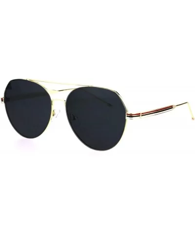 Mens Luxury Designer Flat Lens Sport Metal Racer Sunglasses - Gold Black - CH184YCAT8O $13.53 Sport