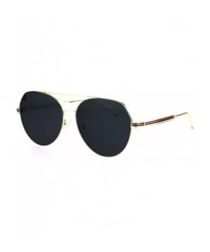 Mens Luxury Designer Flat Lens Sport Metal Racer Sunglasses - Gold Black - CH184YCAT8O $13.53 Sport