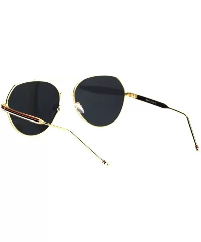 Mens Luxury Designer Flat Lens Sport Metal Racer Sunglasses - Gold Black - CH184YCAT8O $13.53 Sport