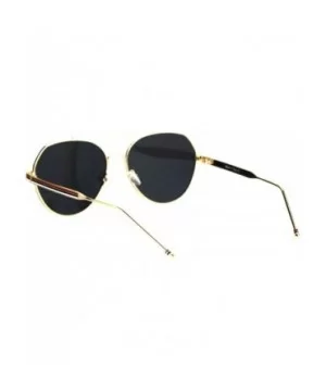 Mens Luxury Designer Flat Lens Sport Metal Racer Sunglasses - Gold Black - CH184YCAT8O $13.53 Sport