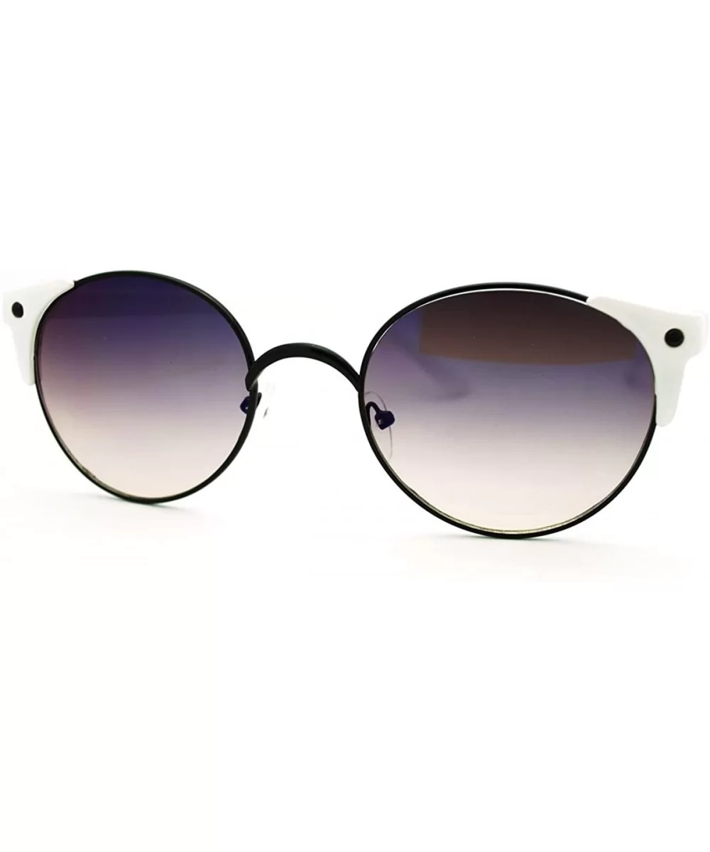 High Fashion Sunglasses Womens Round Side Horn Rim Unique Frame - Black White - CJ11FDG6JZD $5.70 Round