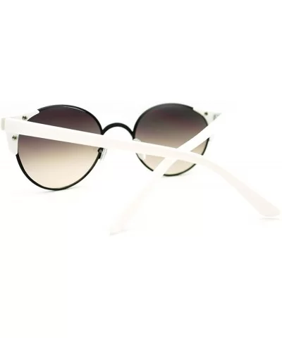 High Fashion Sunglasses Womens Round Side Horn Rim Unique Frame - Black White - CJ11FDG6JZD $5.70 Round