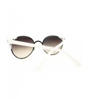 High Fashion Sunglasses Womens Round Side Horn Rim Unique Frame - Black White - CJ11FDG6JZD $5.70 Round