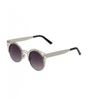 Women's Fashion Metal Cut Hollow Out Frame Round Cat Eye Sunglasses - Silver - Gradient - C112JEAIWJ3 $6.91 Cat Eye