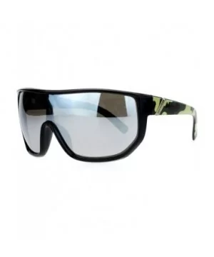 Biohazard Oversize Shield Mirror Lens Mens Gangster Plastic Sunglasses - Green Camo - CL12HHXNCFT $11.04 Oversized