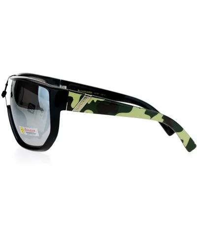 Biohazard Oversize Shield Mirror Lens Mens Gangster Plastic Sunglasses - Green Camo - CL12HHXNCFT $11.04 Oversized