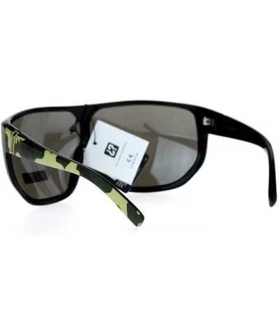 Biohazard Oversize Shield Mirror Lens Mens Gangster Plastic Sunglasses - Green Camo - CL12HHXNCFT $11.04 Oversized