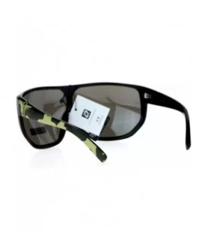 Biohazard Oversize Shield Mirror Lens Mens Gangster Plastic Sunglasses - Green Camo - CL12HHXNCFT $11.04 Oversized