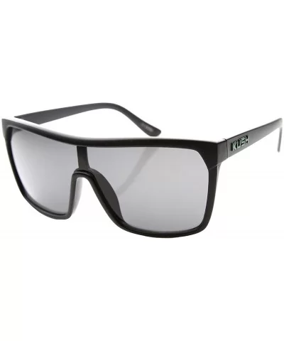 Large Shield Futuristic Styling Smoke Lens Sunglasses - Black-green Smoke - CP11Y9O1W3J $5.87 Square