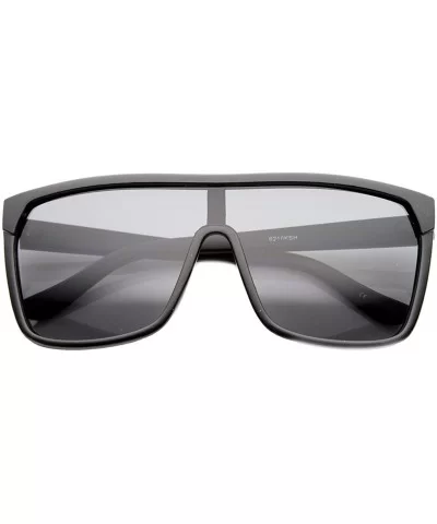 Large Shield Futuristic Styling Smoke Lens Sunglasses - Black-green Smoke - CP11Y9O1W3J $5.87 Square