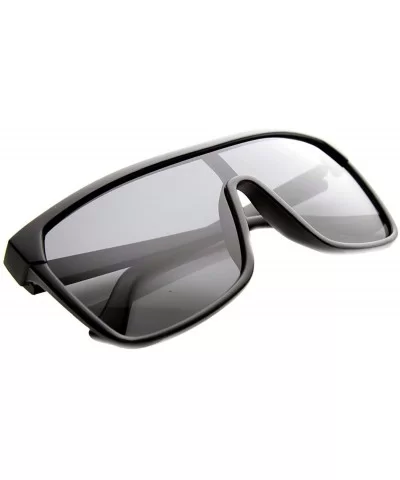 Large Shield Futuristic Styling Smoke Lens Sunglasses - Black-green Smoke - CP11Y9O1W3J $5.87 Square