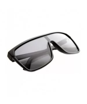 Large Shield Futuristic Styling Smoke Lens Sunglasses - Black-green Smoke - CP11Y9O1W3J $5.87 Square