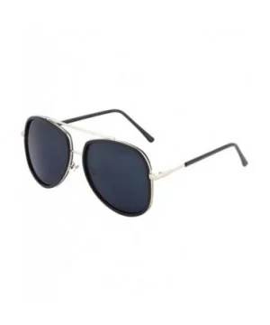 Long Plastic Ear Double Plastic Metal Rim Geometric Aviator Sunglasses - Black Gold - CA190OKDQ68 $13.46 Aviator