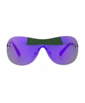 Futuristic Robot Shield Reflective Lens Pilot Sunglasses - Purple - C712HJTTDHR $7.91 Shield