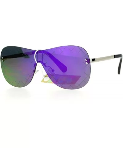 Futuristic Robot Shield Reflective Lens Pilot Sunglasses - Purple - C712HJTTDHR $7.91 Shield