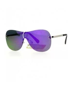 Futuristic Robot Shield Reflective Lens Pilot Sunglasses - Purple - C712HJTTDHR $7.91 Shield