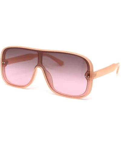 Mens Plastic Shield Racer Retro Gradient Lens Sunglasses - All Pink - C31956AHE0K $9.96 Sport