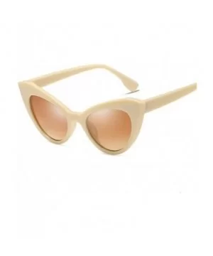 Women Thick Frame Cat Eye Sunglasses Vintage Sun Glasses Female Uv400 - Beige - CE1999DZA5Y $8.44 Cat Eye