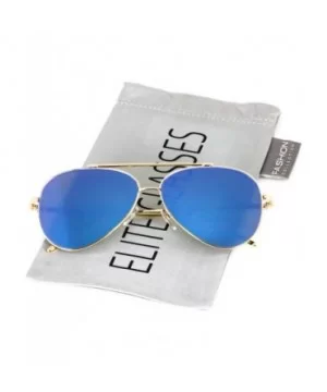 Mirrored Oversized Aviator Sunglasses for Men and Women with Flat Mirror Lens - Blue Mirror - C71843H4XLS $6.23 Rimless