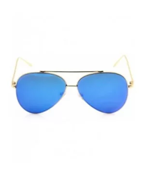 Mirrored Oversized Aviator Sunglasses for Men and Women with Flat Mirror Lens - Blue Mirror - C71843H4XLS $6.23 Rimless