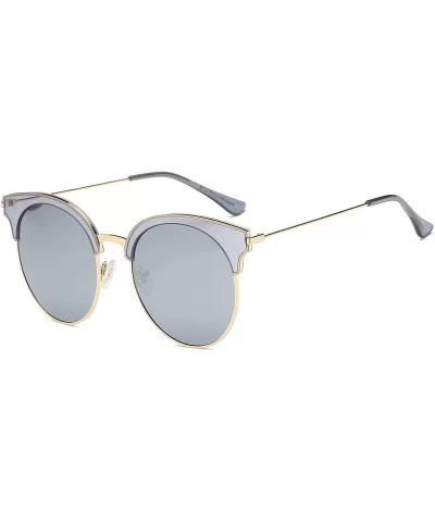 Classic Cateye Semi Rimless Polarized Retro Sunglasses Durable TR90 Metal Frame - Clear Gray - C118H8I3T8W $13.84 Rimless