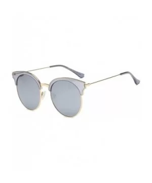 Classic Cateye Semi Rimless Polarized Retro Sunglasses Durable TR90 Metal Frame - Clear Gray - C118H8I3T8W $13.84 Rimless