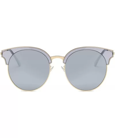 Classic Cateye Semi Rimless Polarized Retro Sunglasses Durable TR90 Metal Frame - Clear Gray - C118H8I3T8W $13.84 Rimless