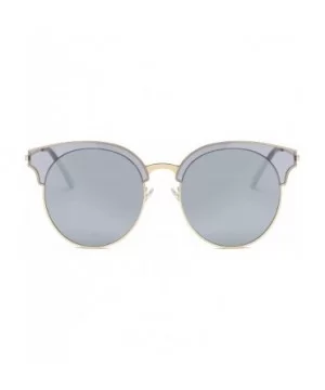 Classic Cateye Semi Rimless Polarized Retro Sunglasses Durable TR90 Metal Frame - Clear Gray - C118H8I3T8W $13.84 Rimless