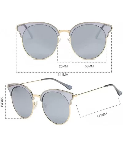 Classic Cateye Semi Rimless Polarized Retro Sunglasses Durable TR90 Metal Frame - Clear Gray - C118H8I3T8W $13.84 Rimless