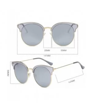 Classic Cateye Semi Rimless Polarized Retro Sunglasses Durable TR90 Metal Frame - Clear Gray - C118H8I3T8W $13.84 Rimless