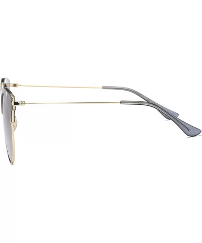 Classic Cateye Semi Rimless Polarized Retro Sunglasses Durable TR90 Metal Frame - Clear Gray - C118H8I3T8W $13.84 Rimless