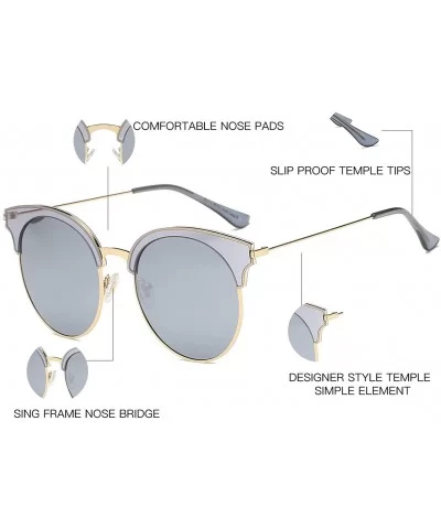 Classic Cateye Semi Rimless Polarized Retro Sunglasses Durable TR90 Metal Frame - Clear Gray - C118H8I3T8W $13.84 Rimless