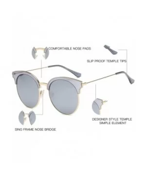 Classic Cateye Semi Rimless Polarized Retro Sunglasses Durable TR90 Metal Frame - Clear Gray - C118H8I3T8W $13.84 Rimless