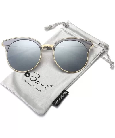 Classic Cateye Semi Rimless Polarized Retro Sunglasses Durable TR90 Metal Frame - Clear Gray - C118H8I3T8W $13.84 Rimless