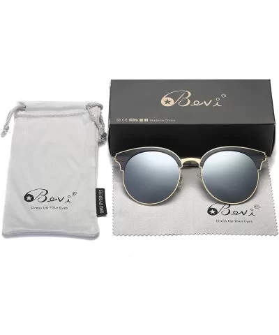 Classic Cateye Semi Rimless Polarized Retro Sunglasses Durable TR90 Metal Frame - Clear Gray - C118H8I3T8W $13.84 Rimless