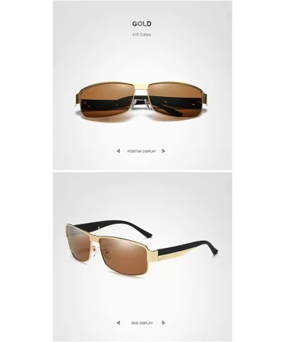 Men Women Trendy Polarized Vintage Retro Sunglasses with Rectangular Frame for Sport Driving - C818YYUKMTT $7.53 Sport