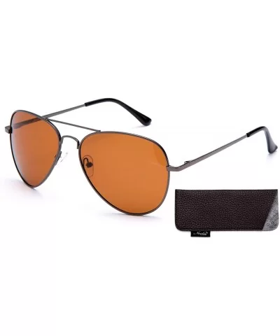 Polarized Night Vision Driving Glasses Amber Lens & Day Time Driving Sunglasses - Gunmetal/Brown - CD11LTPC3BL $10.54 Aviator