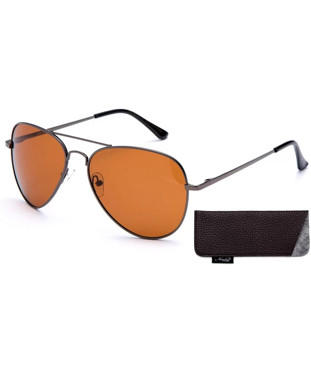 Polarized Night Vision Driving Glasses Amber Lens & Day Time Driving Sunglasses - Gunmetal/Brown - CD11LTPC3BL $10.54 Aviator