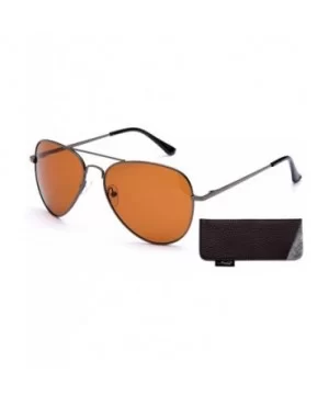 Polarized Night Vision Driving Glasses Amber Lens & Day Time Driving Sunglasses - Gunmetal/Brown - CD11LTPC3BL $10.54 Aviator