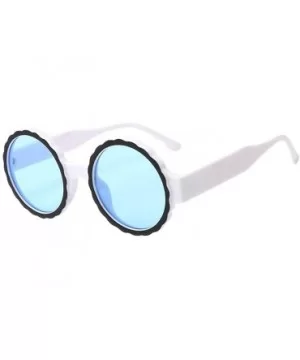 Women's Fashion Round Frame Mask Sunglasses Plastic Sunglasses - Blue - CG18UQM00X0 $4.42 Round