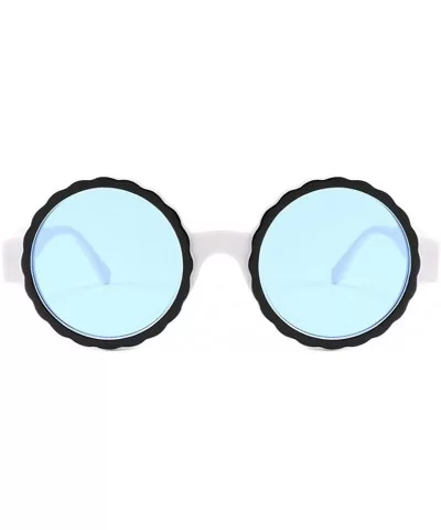 Women's Fashion Round Frame Mask Sunglasses Plastic Sunglasses - Blue - CG18UQM00X0 $4.42 Round