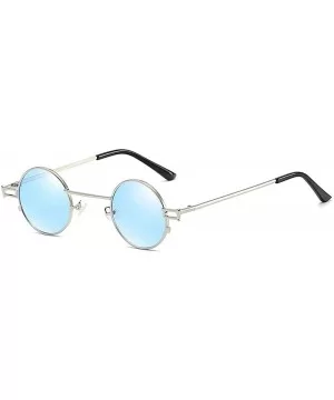 galsses Designer Glasses Vintage Goggles - Silver Blue - CZ18NYDESDA $8.77 Round