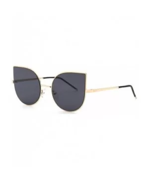 Cat Eye Women Fashion Designer Sunglasses Metal Frame Colored Lens - Black_smoke_lens - CZ12NYWECCH $7.93 Cat Eye