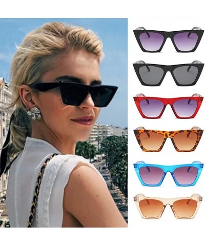 Women Vintage Square Sunglasses Oversized Eyewear Retro Summer Sun Shades UV400 Protection - Black Gray - CM199E630GO $6.66 R...